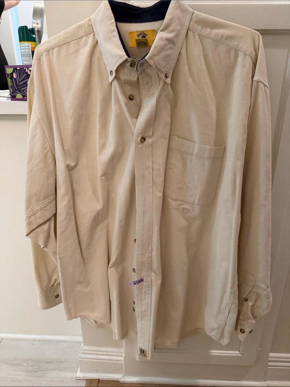 Duck Head Vintage 90’s Men's Long-Sleeve Button-Down Beige Corduroy Shirt